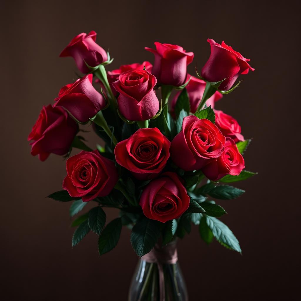 Romantischer Strauß aus roten Rosen zum Valentinstag